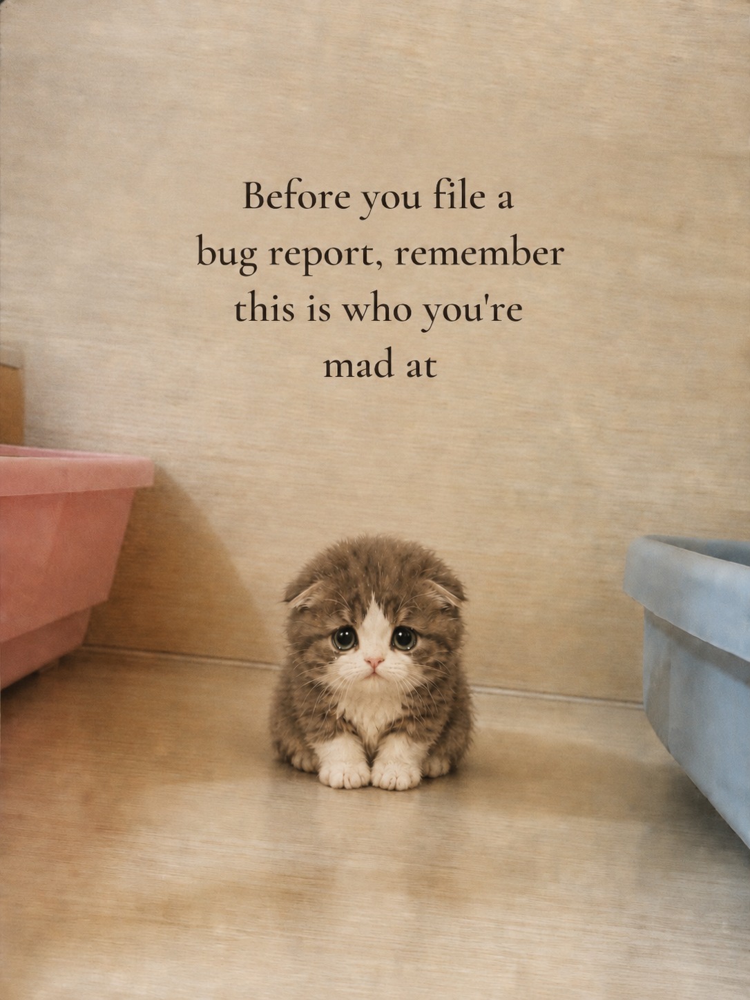 Before you file a bug report, remember this is who you're mad at